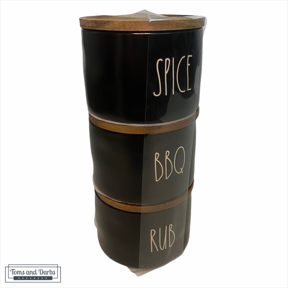 Rae Dunn SPICE BBQ RUB 3 Piece Set Spice Jar - Picture 2 of 7
